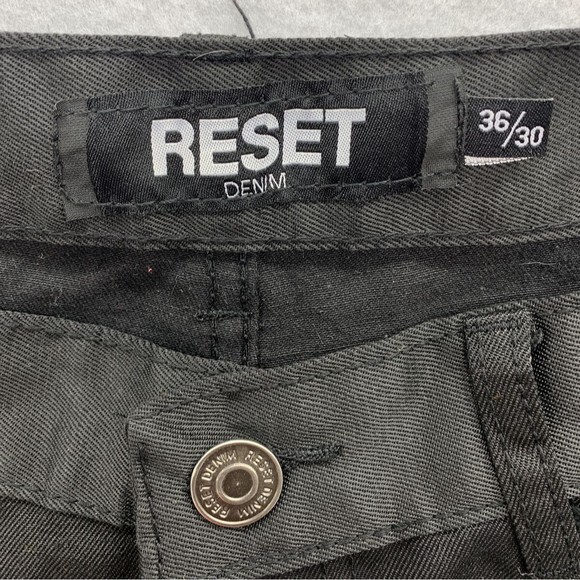 Reset Denim Men's Jeans Size 36/30 Black Whiskered Front Casual - Picture 4 of 16